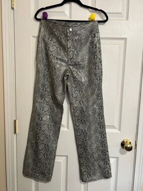 One Step Ahead Gray Faux Snake Print Boot Cut Pants